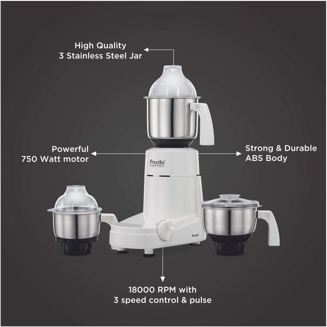 Preethi Eco Plus Mixer Grinder - 750W - 4 Jars - MG-157: Product feature