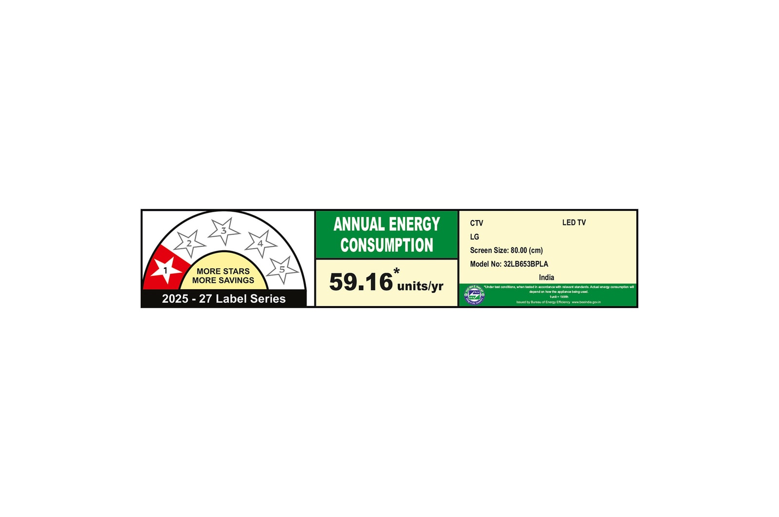 80 cm (32 inch) Smart TV Price - 32LB653BPLA - energy information