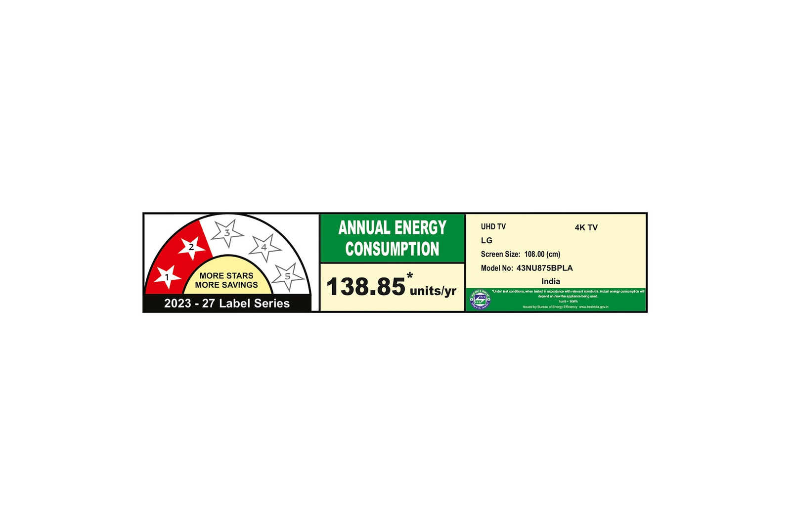 108 cm (43 inch) Smart TV 2026 - 43NU875BPLA - energy information