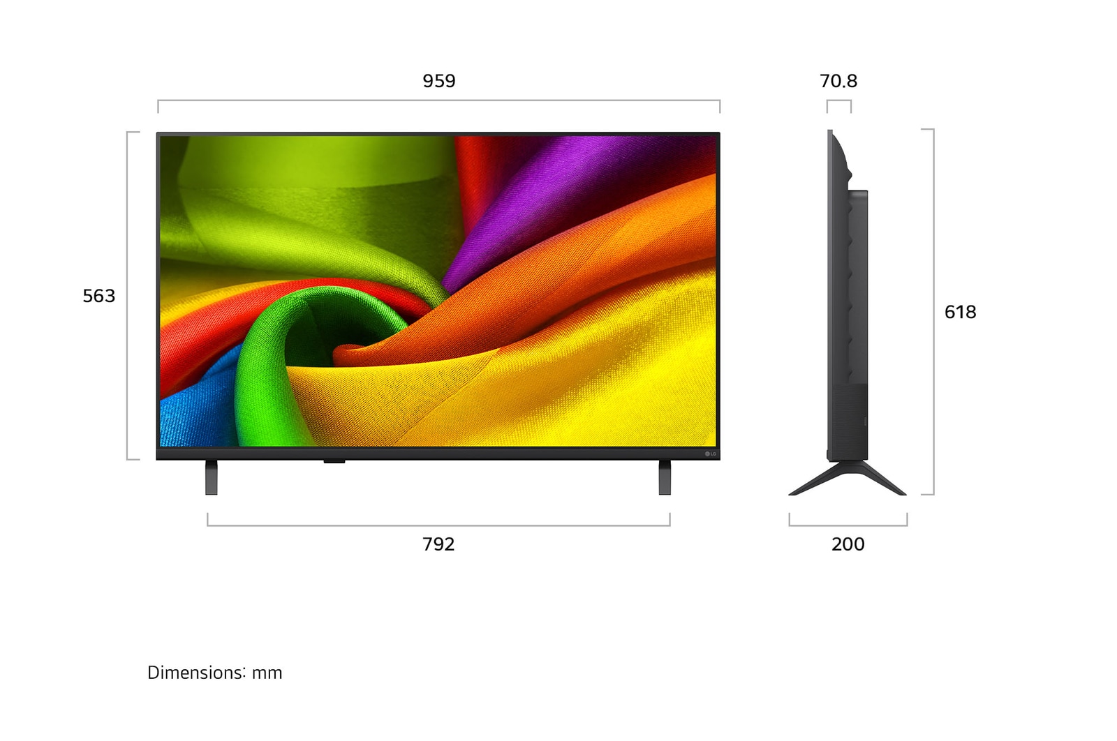 108 cm (43 inch) Smart TV 2026 - 43NU875BPLA: Dimensions and installation