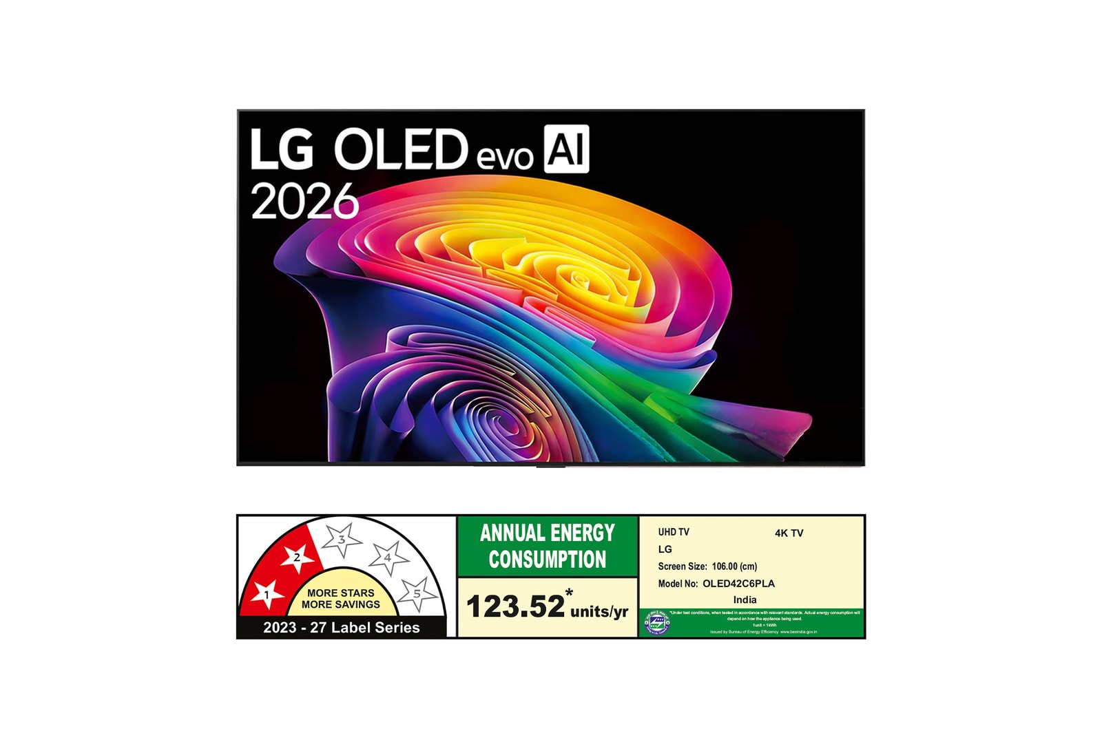 106 cm (42 inch) AI C6 4K Smart TV - OLED42C6PLA - energy information