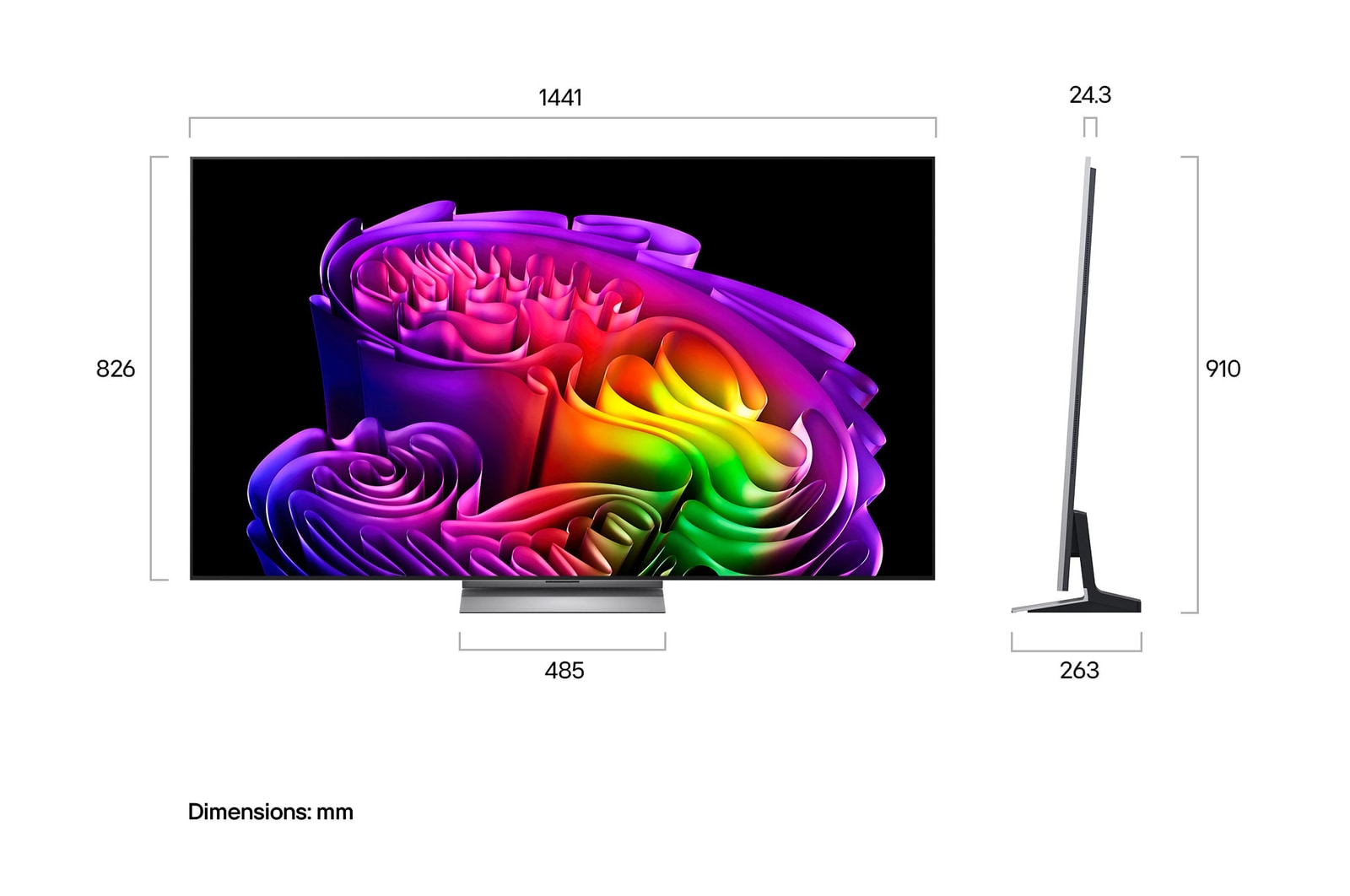 164 cm (65 inch) AI Smart TV Price - OLED65G6PLA: Dimensions and installation