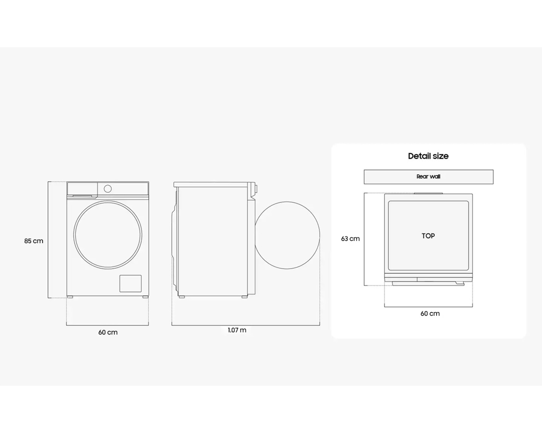 WW12DG5B24AX, Front Load Washing Machine with SmartThings AI & Energy Mode 12.0 kg - catalogue_dimension_artwork