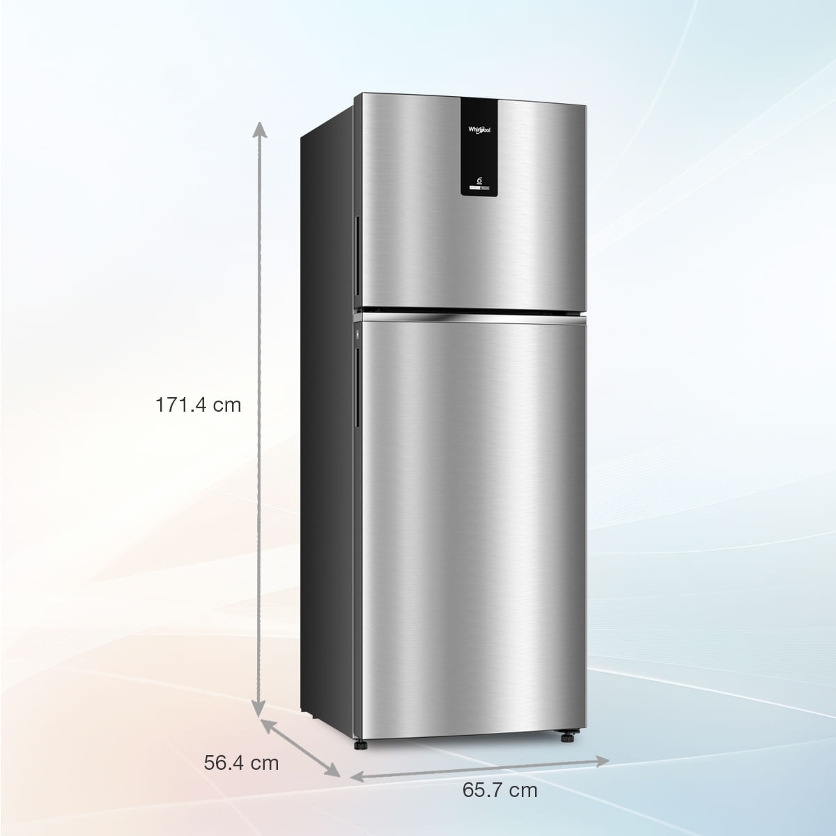 Intellifresh 259L 2 Star Inverter Frost Free Double-Door Refrigerator - Titan Steel-Y - catalogue_dimension_artwork