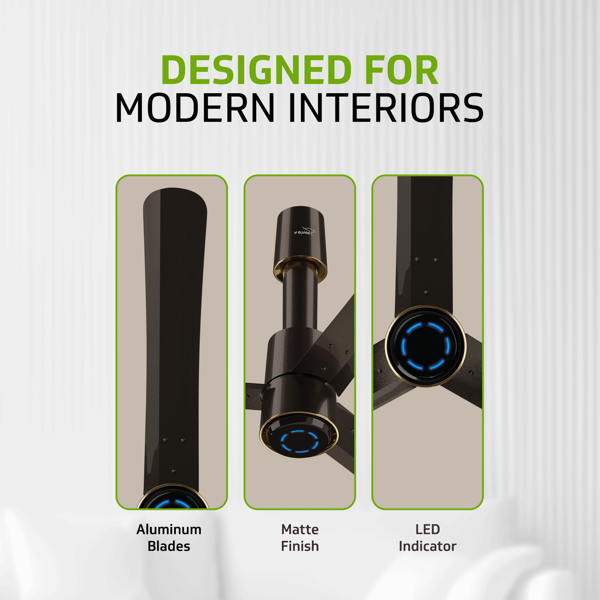 V-Guard INSIGHT-G Premium BLDC Ceiling Fan (Choco Brown Glossy): Product feature
