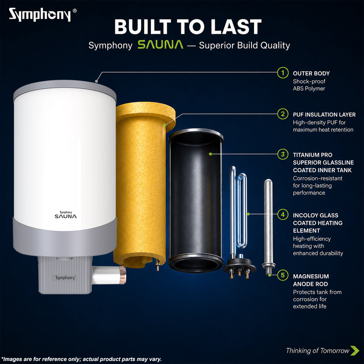 Symphony SAUNA Hair Fall Control Storage Geyser - 25 Litres: Product feature