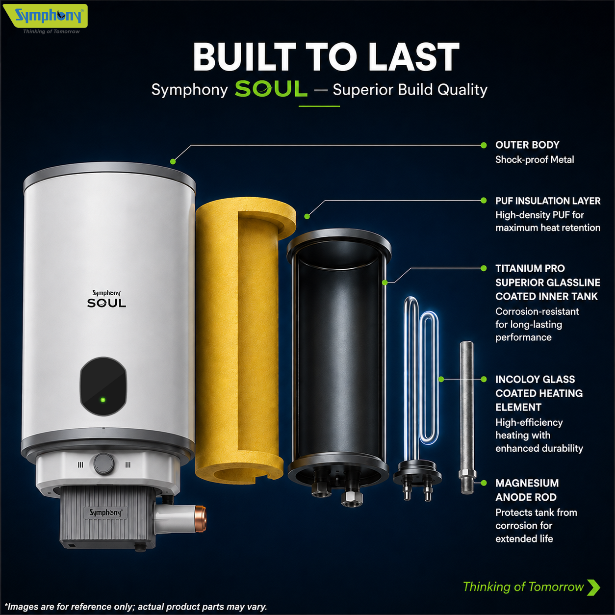 Symphony SOUL Hair Fall Control Storage Geyser - 25 Litres: Product feature