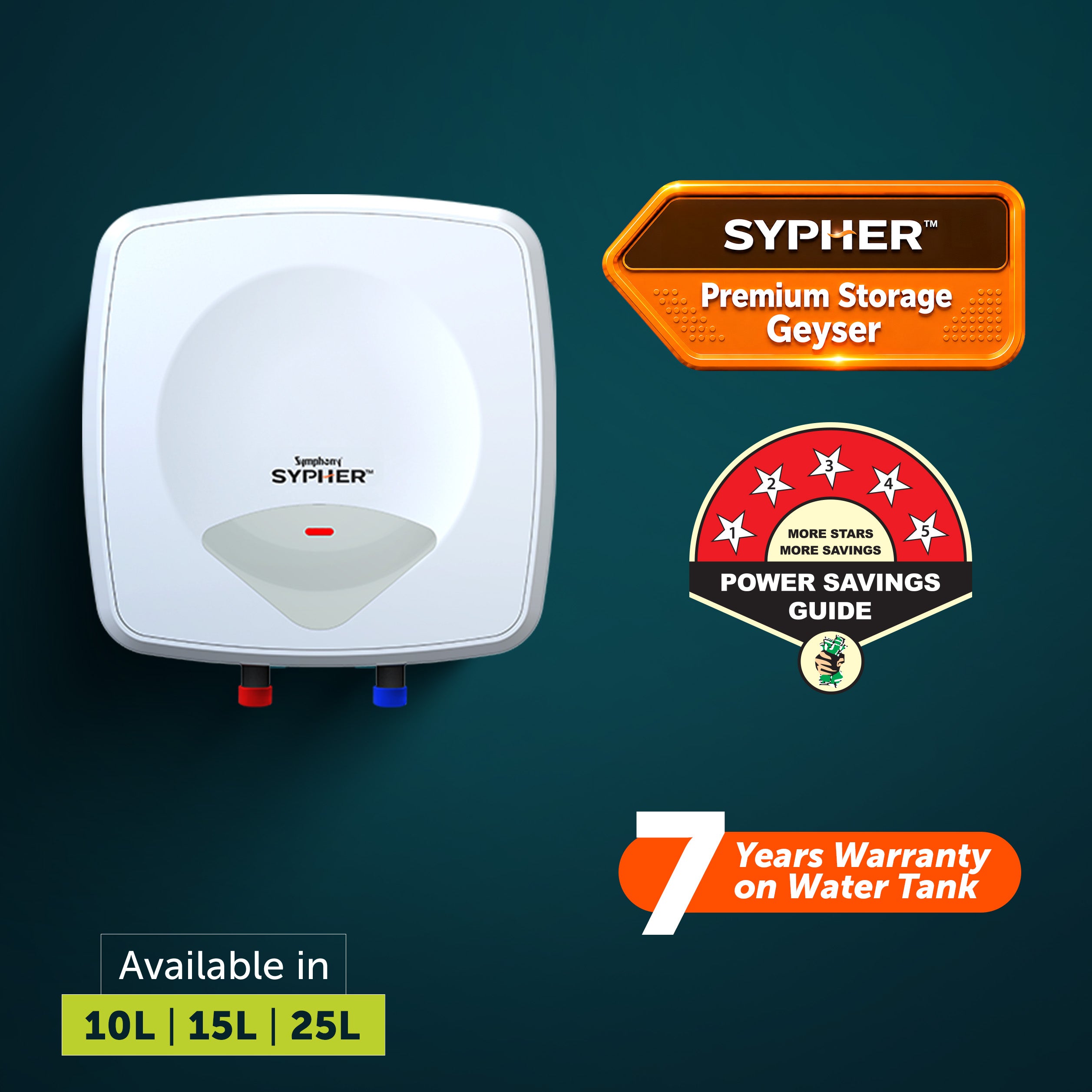 Symphony SYPHER Storage Geyser - 15 Litres