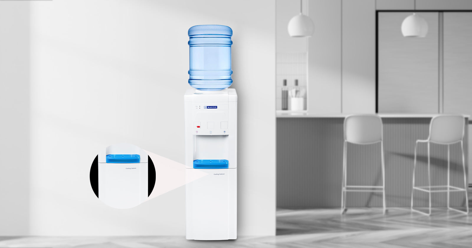 GA Series With Refrigerator-White, Floor Standing Bottled Water Dispenser: Product feature