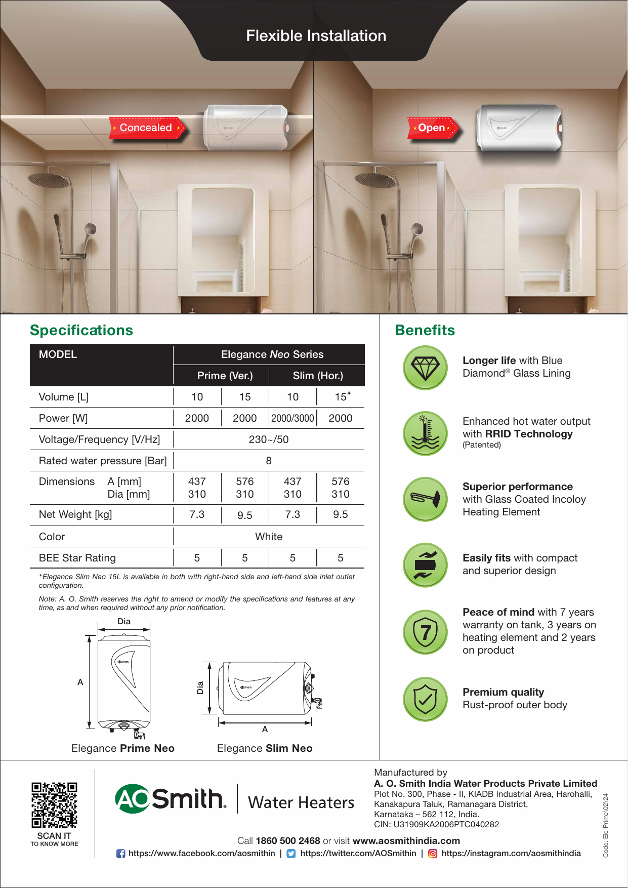 Elegance Prime Neo 15L - catalogue_specifications