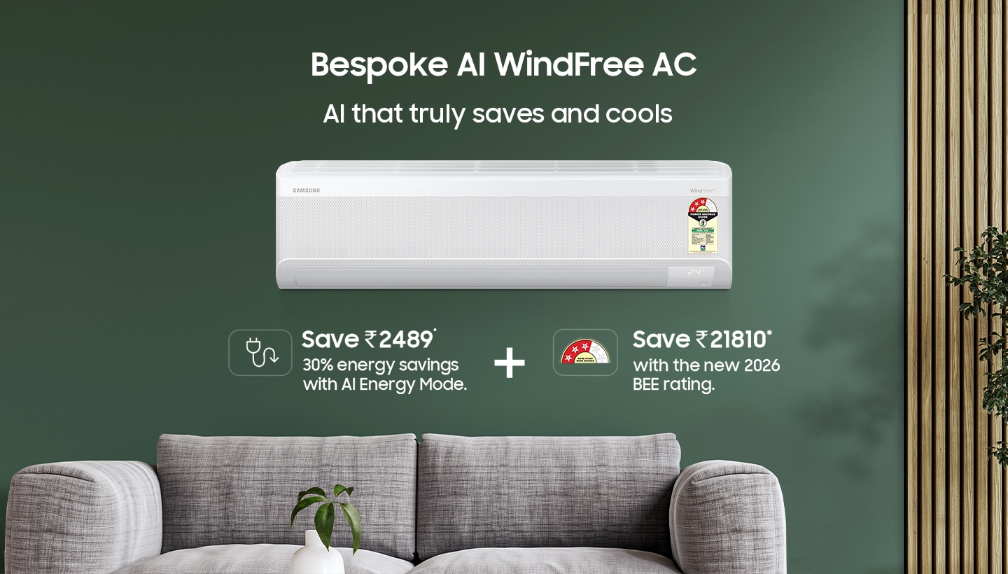 Bespoke AI WindFree Inverter Split AC, AR60H18D15W, 4.75 kW, 5 Star (2026) - AI Energy Mode