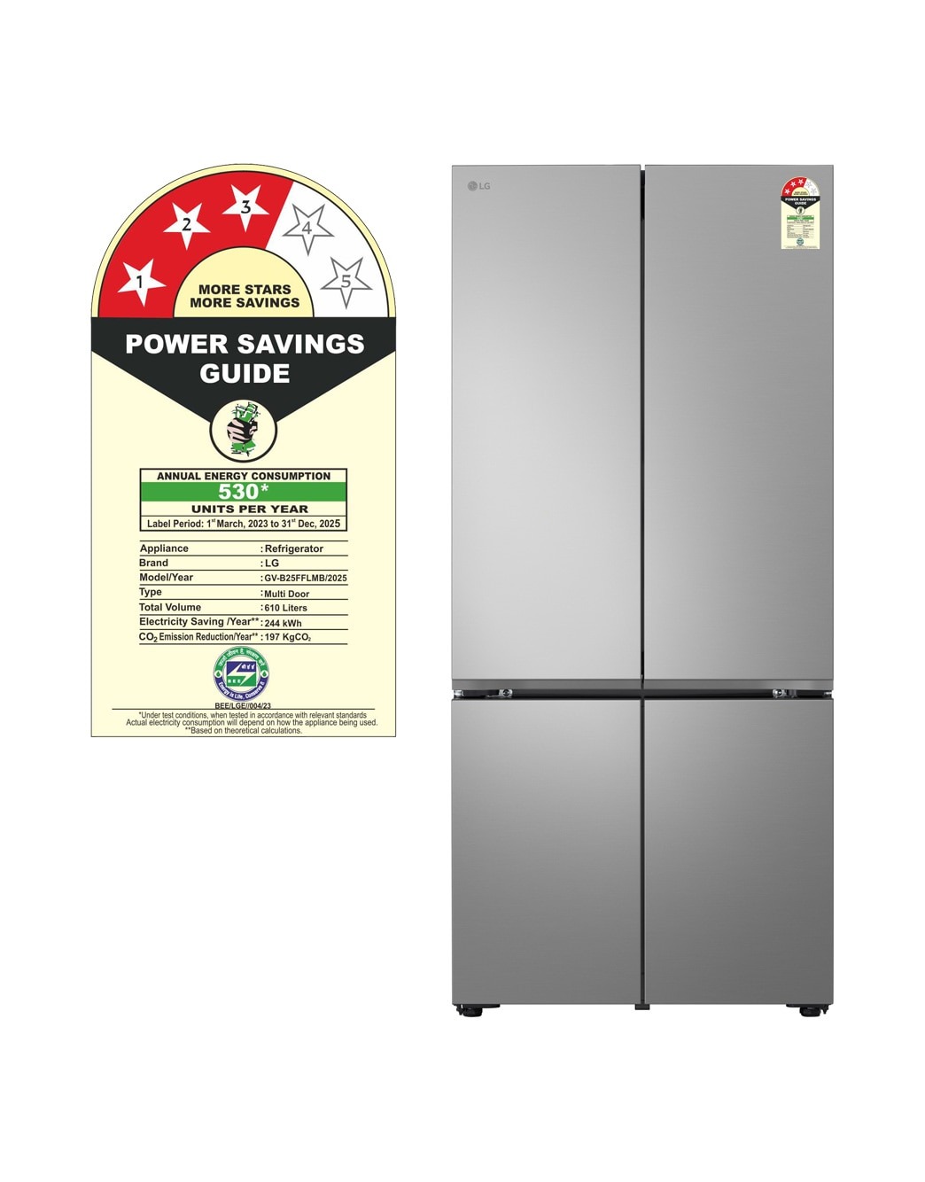 LG GV-B25FFLMB 610L Side-by-Side Refrigerator